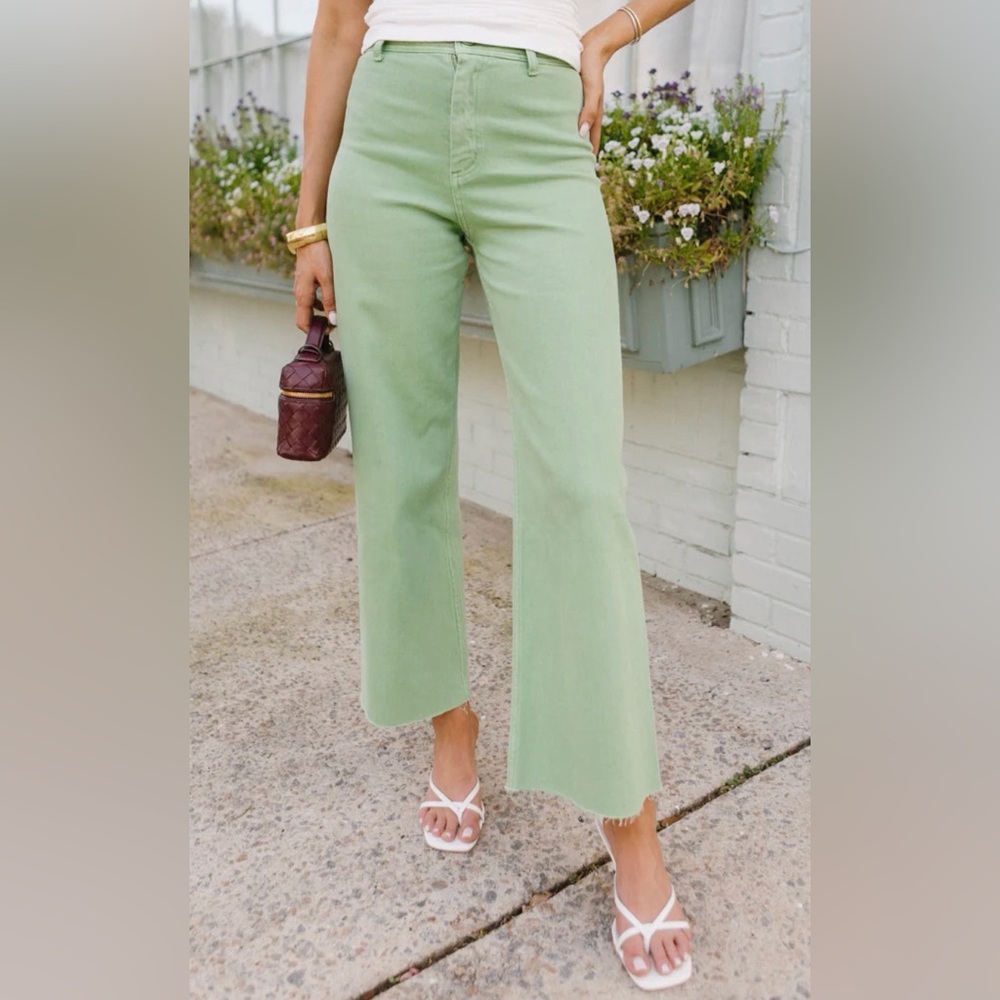 Green Wide-Leg jeans - Vestique